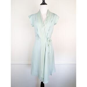 Guess by Marciano Wrap Dress Pleated Silk Coquette Summer Mint Green Size XS